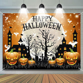 Aperturee - Black House Ghost Pumpkin Night Halloween Backdrop